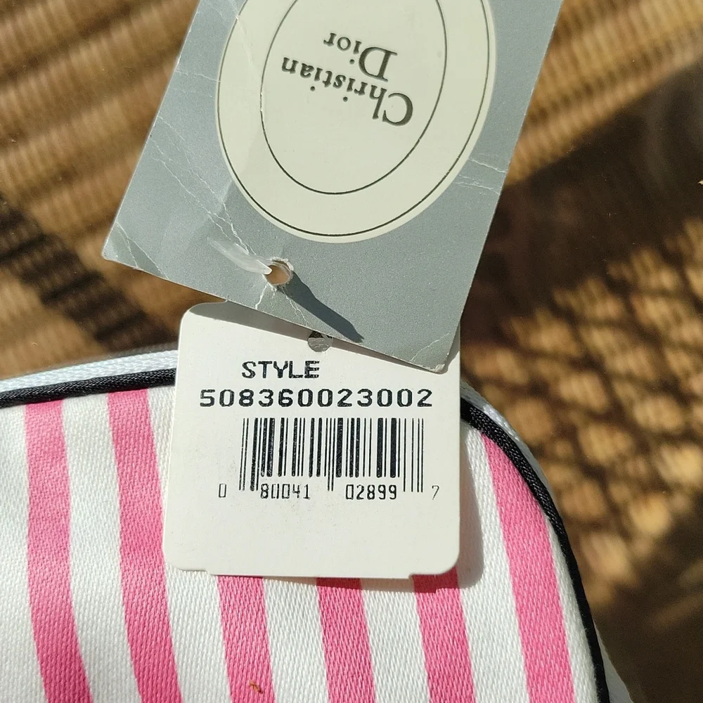 Christian Dior rare vintage  pink and peach striped cosmetic bags, 2 piece